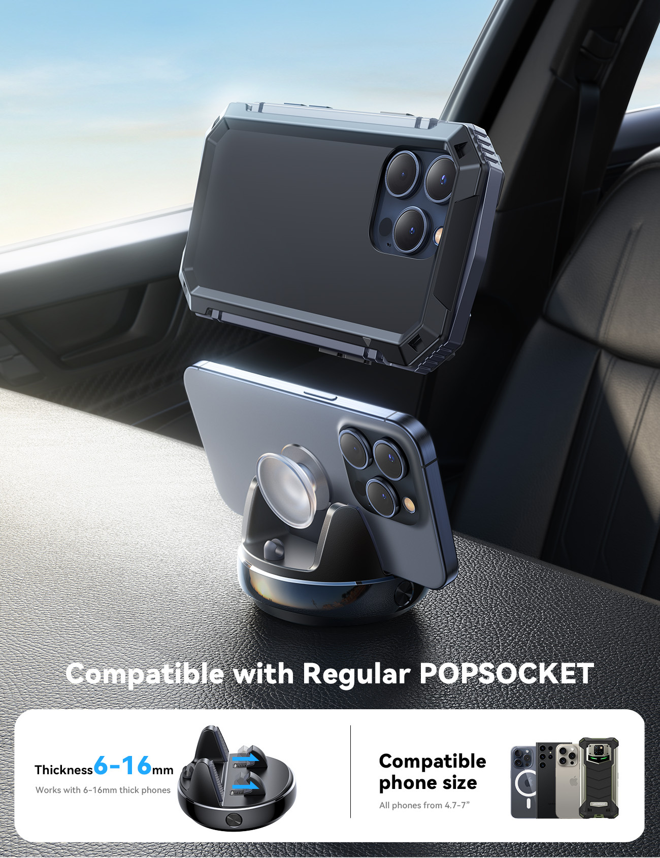 Joyroom - Telefoonhouder 360 graden draaibaar - Autohouder met zuignap - Telefoonhouder auto zuignap - Telefoonhouder auto dashboard - autohouder telefoon - Zwart