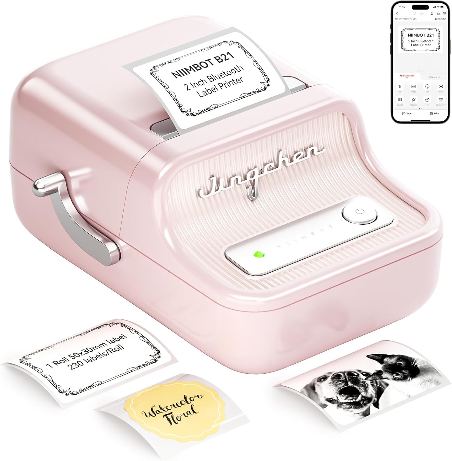 Niimbot  Niimbot B21S - Labelprinter - Roze - Bluetooth - Printbreedte 25-50mm - direct thermisch - 203dpi - 1500mAh