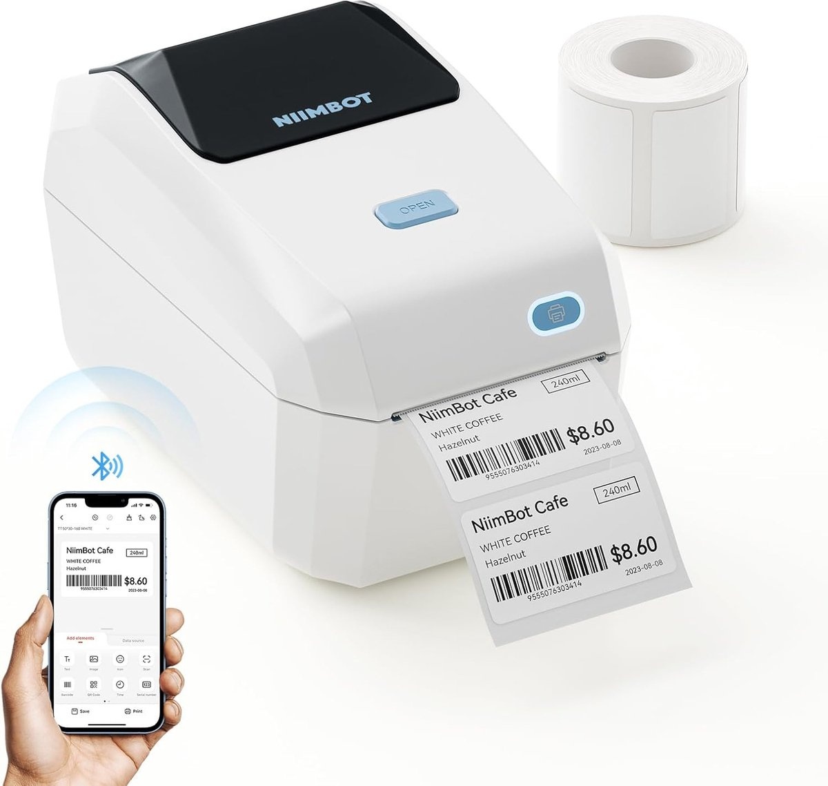 Niimbot  Niimbot K3 - Labelprinter - Labelmaker - Ivoor Wit - Bluetooth - Direct Thermisch- Print Breedte 20-80mm