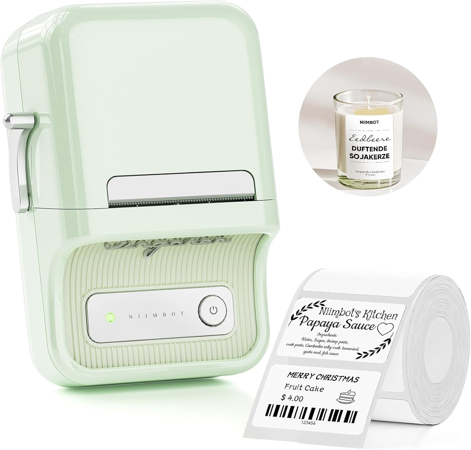 Niimbot  Niimbot B21 - Labelprinter - Draadloos - printbreedte 25-50mm - direct thermisch - 203dpi - 1500mAh - Mint Groen