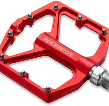 Rockbros ROCKBROS Racing Bicycle Pedals - Aluminum - Ultralight Anti-slip Pedals 9/16 Inch for MTB e-bike City Bike - Red