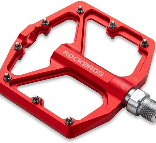 Rockbros ROCKBROS Racing Bicycle Pedals - Aluminum - Ultralight Anti-slip Pedals 9/16 Inch for MTB e-bike City Bike - Red