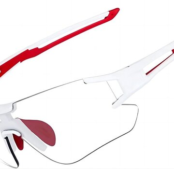 Rockbros Rockbros Fietsbril - UV400 Bescherming Fietszonnebril - Sportbril Dames Heren - Transprante Meekleurend - Wit Rood