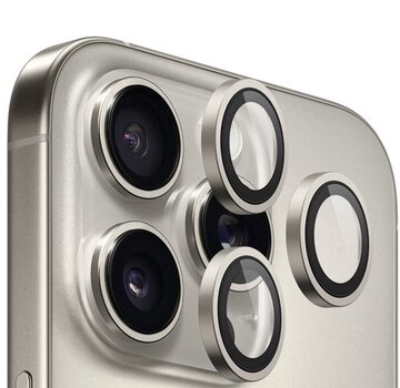 Blueo BLUEO Camera Lens Protector - Geschikt voor iPhone 15 Pro / Pro Max - RVS & Glas - Natural Titanium