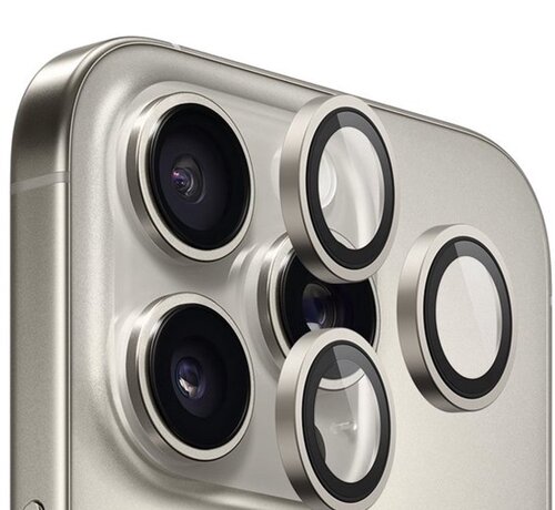 Blueo  BLUEO Camera Lens Protector - Compatible with iPhone 15 Pro / Pro Max - Stainless Steel & Glass - Natural Titanium
