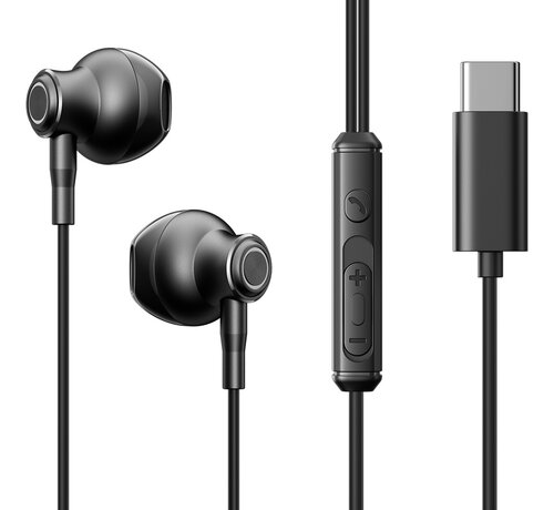 Joyroom  Joyroom - In-ear headphones with USB C connection - Wired earphones with microphone - Black