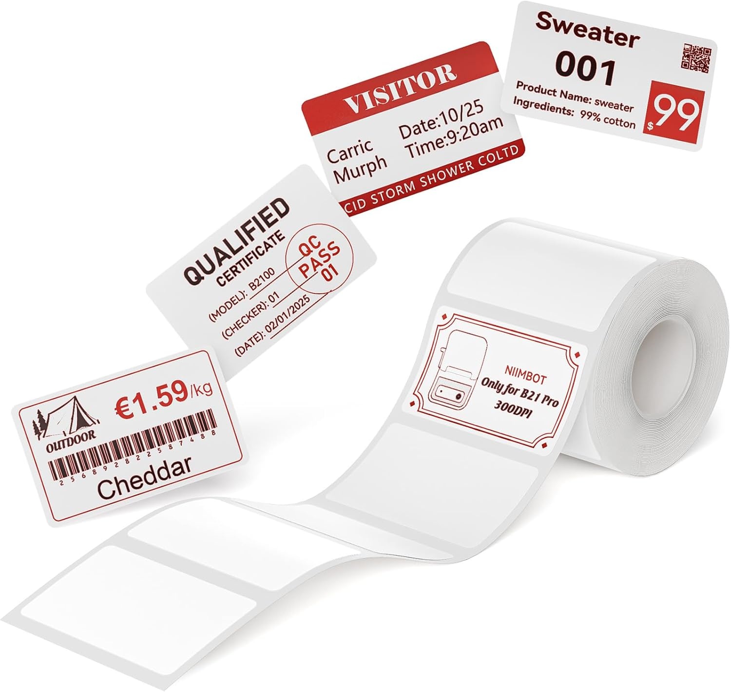Niimbot  Niimbot labelprinterrol voor B21 Pro 300DPI - 50x30mm - 1 rol met 230 labels - wit