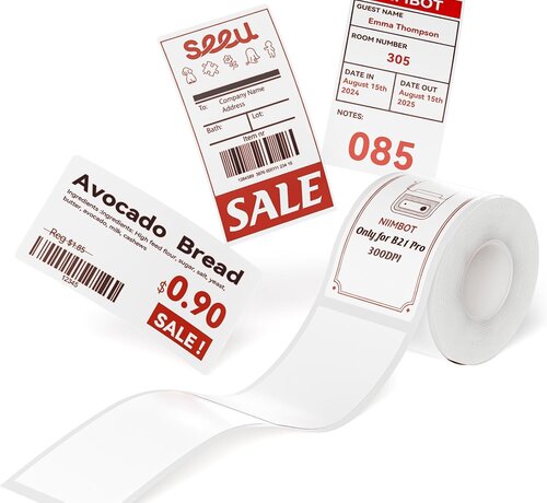 Niimbot  Niimbot labelprinterrol voor B21 Pro 300DPI - 38x70mm - 1 rol met 115 Labels - wit