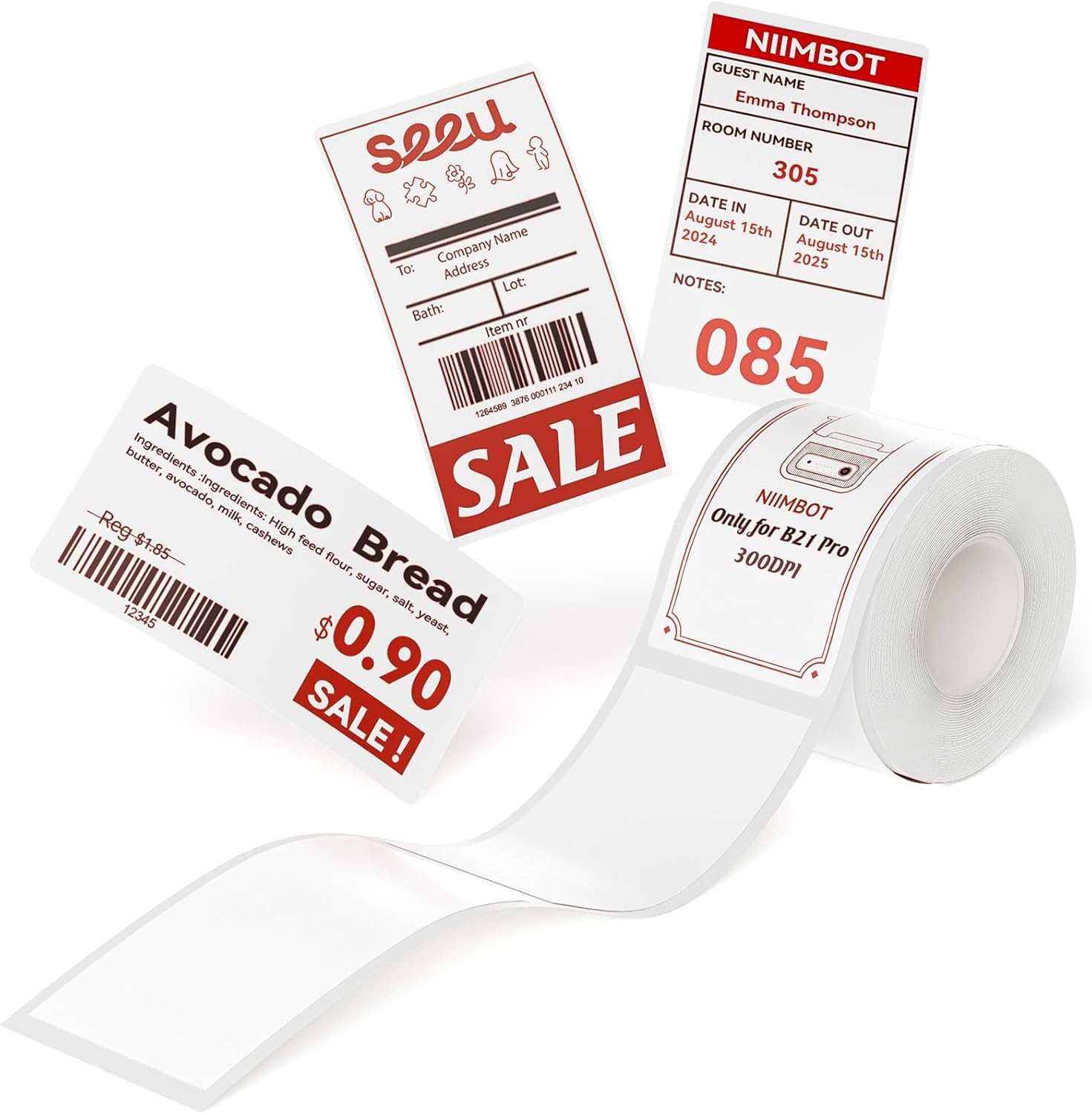 Niimbot  Niimbot labelprinterrol voor B21 Pro 300DPI - 38x70mm - 1 rol met 115 Labels - wit