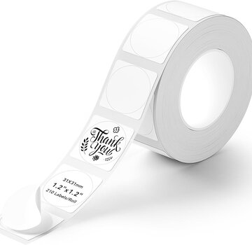 Niimbot  Niimbot Labelprinterrol B21/B1/B31/B4 - 31x31mm - 210 Labels - 1 rol - Wit - Rond Label