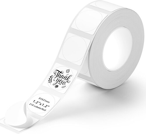 Niimbot  Niimbot Labelprinterrol B21/B1/B31/B4 - 31x31mm - 210 Labels - 1 rol - Wit - Rond Label