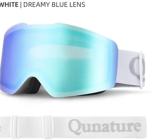 Qunature Frameless Skibril Heren en Dames - Brilvriendelijk design - Anti-condens en UV400 bescherming - voor skiën en snowboarden - Wit