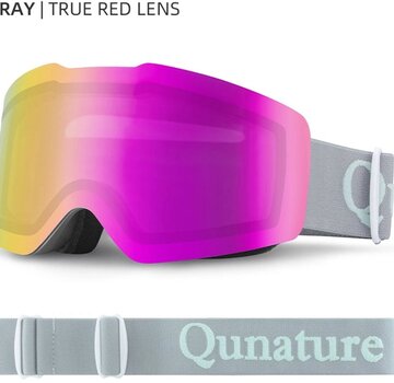 Qunature Frameless Skibril Heren en Dames - Brilvriendelijk design - Anti-condens en UV400 bescherming - voor skiën en snowboarden - Grijs