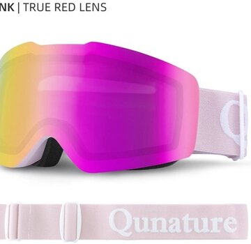 Qunature Frameless Ski Goggles for Men and Women – Glasses-Friendly Design – Anti-Fog and UV400 Protection – for Skiing and Snowboarding – Pink