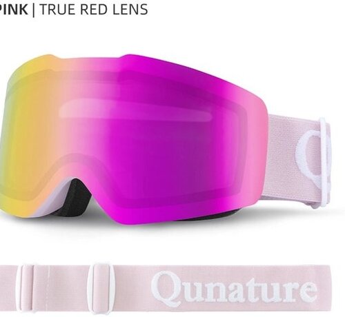 Qunature Frameless Skibril Heren en Dames - Brilvriendelijk design - Anti-condens en UV400 bescherming - voor skiën en snowboarden - Roze