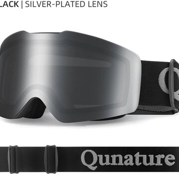 Qunature Frameless Ski Goggles for Men and Women – Glasses-Friendly Design – Anti-Fog and UV400 Protection – for Skiing and Snowboarding – Black