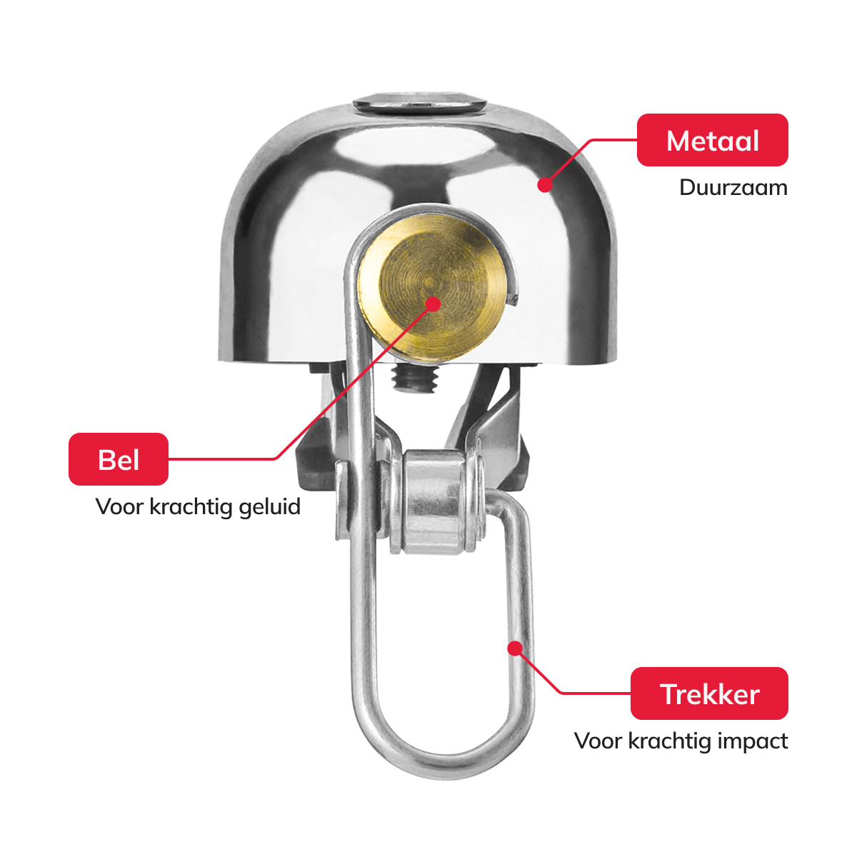 Wieport Wieport - Fietsbel Vintage Classic Buzzer - Buzzer Bike MTB voor 22-32mm stuur - Zilver