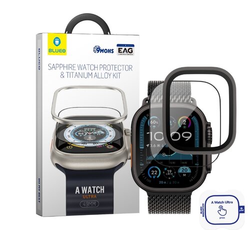Blueo BLUEO 49mm Screen Protector – Compatible with Apple Watch Ultra 3/2/1 – Black Titanium & Sapphire Glass