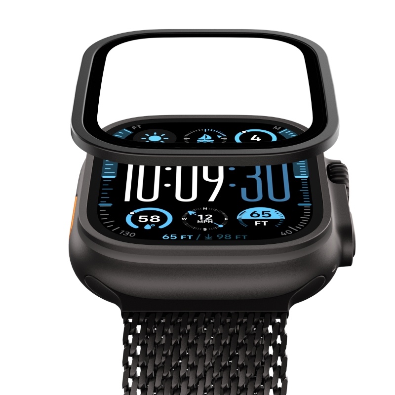 BLUEO 49mm Screenprotector - Geschikt voor Apple Watch Ultra 3/2/1 - Zwart Titanium & Sapphire Glas