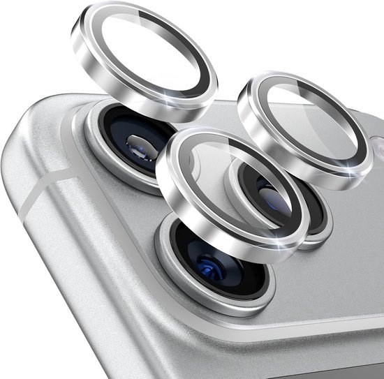 BLUEO Camera Lens Protector Geschikt voor iPhone 17 Pro & 17 Pro Max - RVS & Glas - Zilver