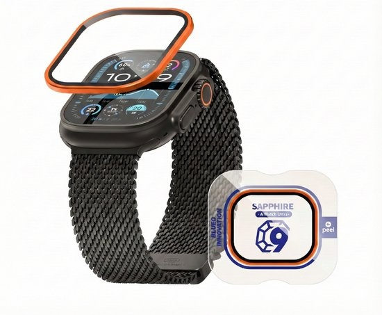 BLUEO 49mm Screenprotector Geschikt voor Apple Watch Ultra 3/2/1 - Oranje Titanium & Sapphire Glas