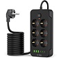 Tech-Protect Power Strip with 3 USB C and 3 USB A - On/Off Switch - 6 Outlets - Black