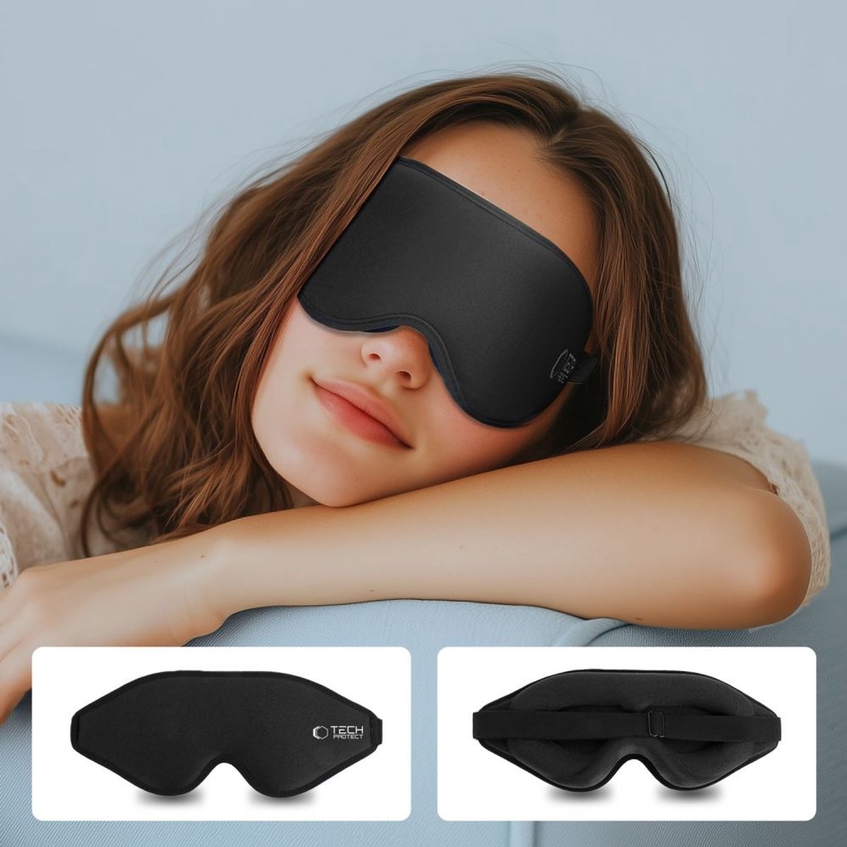 Tech-Protect - Slaapmasker - Meditatie - Reismasker - Memory Foam - Mat Zwart