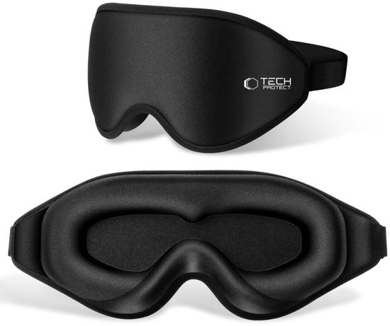 Tech-Protect - Slaapmasker - Meditatie - Reismasker - Memory Foam - Mat Zwart