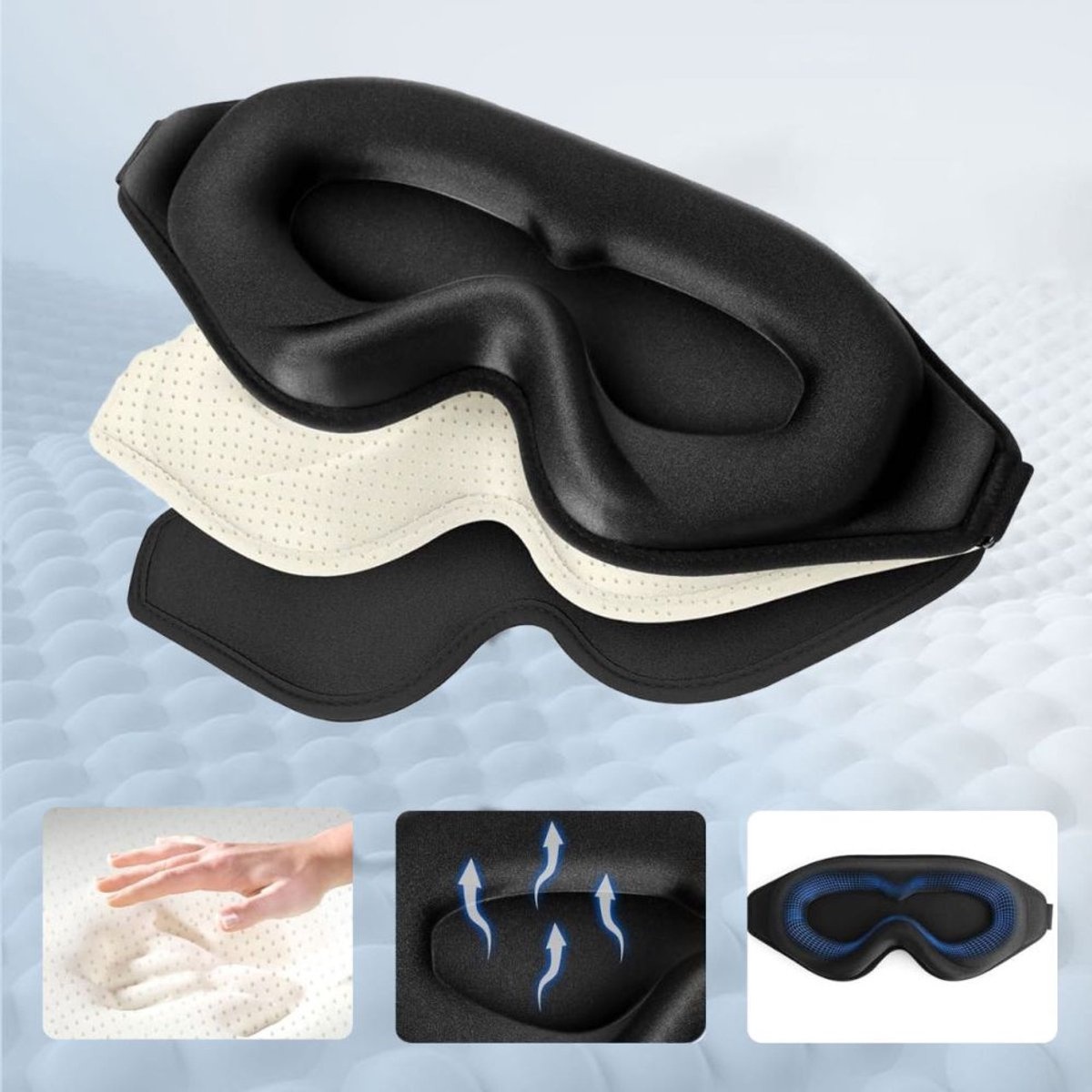 Tech-Protect - Slaapmasker - Meditatie - Reismasker - Memory Foam - Mat Zwart