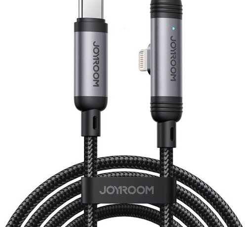 Joyroom Joyroom 60W USB‑C naar Lightning Snellader Kabel - 1,2 m met 90° Haakse Connector - Zwart