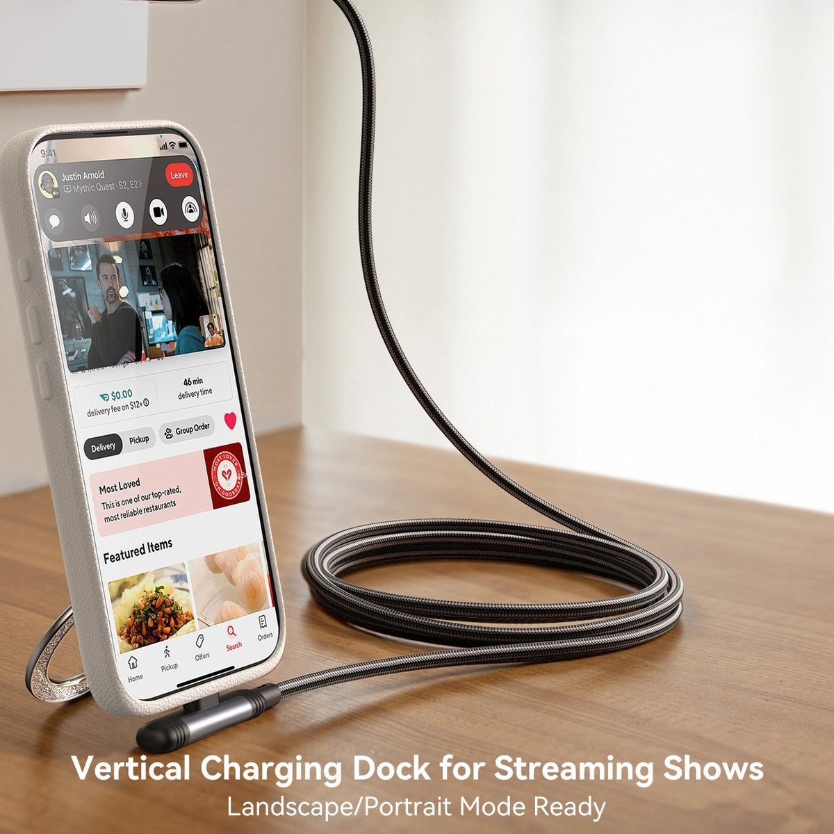 Joyroom 60W USB‑C Snellader Kabel - 1,2 m met 90° Haakse Connector - Zwart