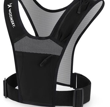 Wozinsky Reflecterend Loopvest - Veiligheidsvest - Lichtgewicht - Zwart - Verstelbaar en Duurzaam - Met 3 Praktische Zakjes