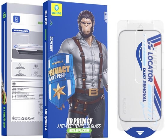Blueo BLUEO Glasfolie - Privacy Screenprotector Geschikt voor iPhone 17 Pro / 17 / 16 Pro - Met Installatie Kit