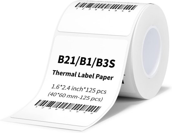 Niimbot  Niimbot Rol voor B21/B1/B31/B4 - 40x60mm - 125 Labels - 1 rol - Wit
