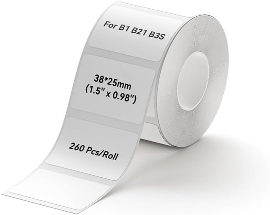 Niimbot  Niimbot rol B21/B1/B31/B4 - 38x25mm - 260 Labels - 1 rol - Wit