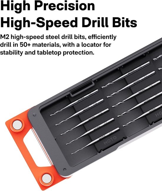 HOTO SnapBloq - Wireless Mini Drill - 3 Speeds - LED Ring Light - 20-Piece Set - USB-C