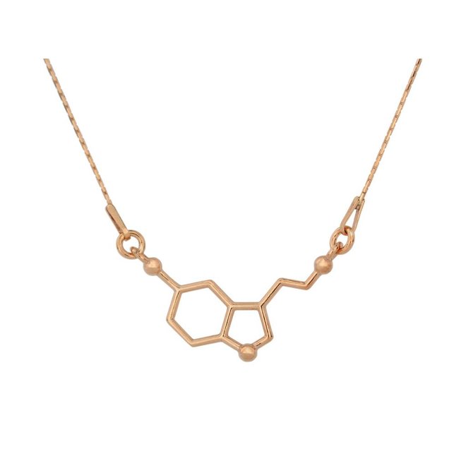 Ketting serotonine molecuul - zilver rosé verguld - 0933