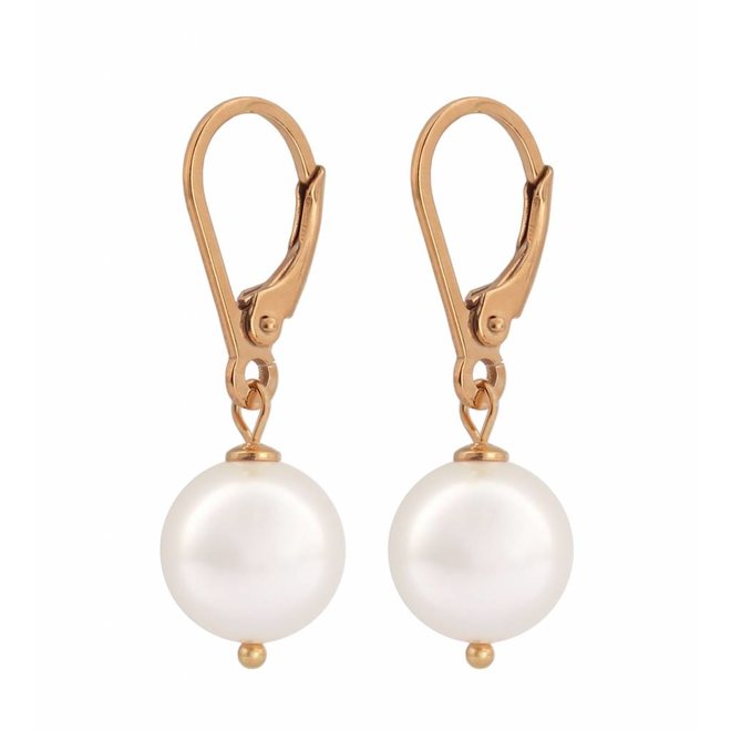 Earrings white pearl 10mm - rose gold plated - ARLIZI 0945 - Noa