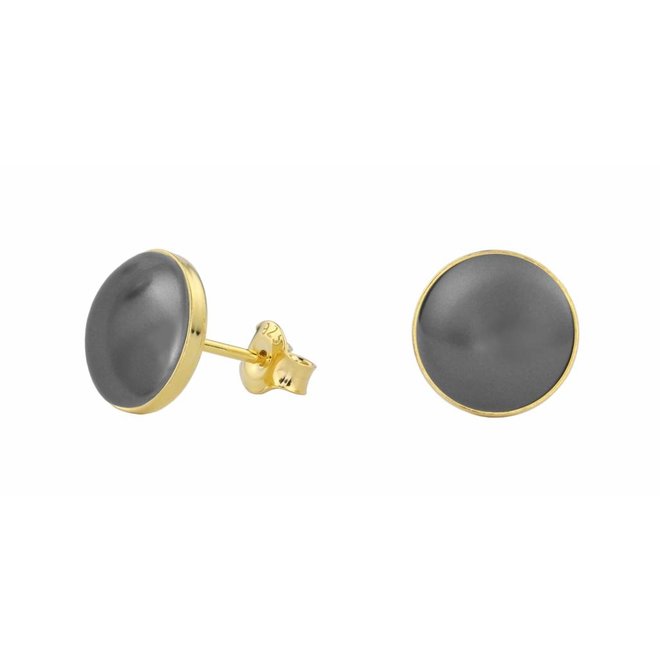 Ohrringe graue Perle vergoldet - 0990