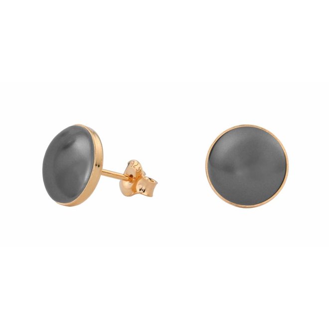 Ohrringe graue Perle Ohrstecker 10mm - rosévergoldet - ARLIZI 0994 - Lola