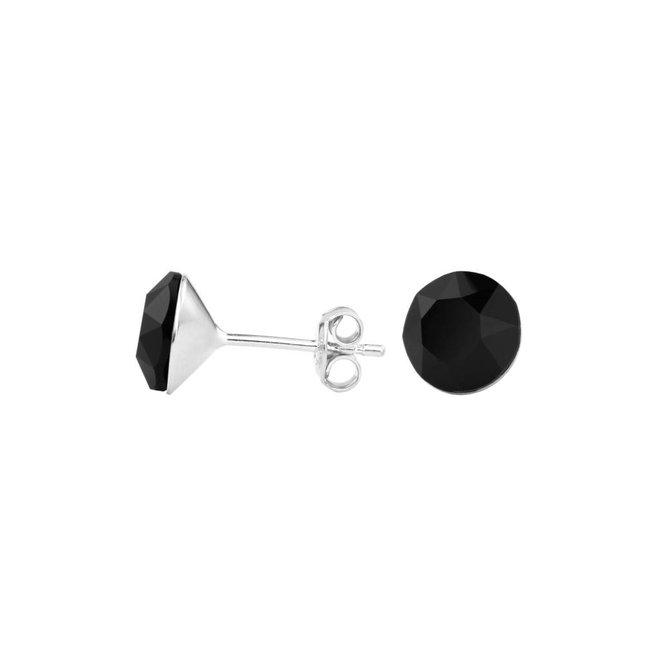 Earrings black crystal - sterling silver - 1004