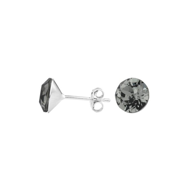 Ohrringe grau Swarovski Kristall Ohrstecker 8mm - Sterling Silber - ARLIZI 1006 - Lucy