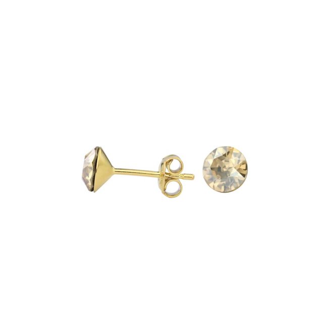 Ohrringe goldfarbig Swarovski Kristall Ohrstecker 6mm - Sterling Silber vergoldet - ARLIZI 1015 - Lucy