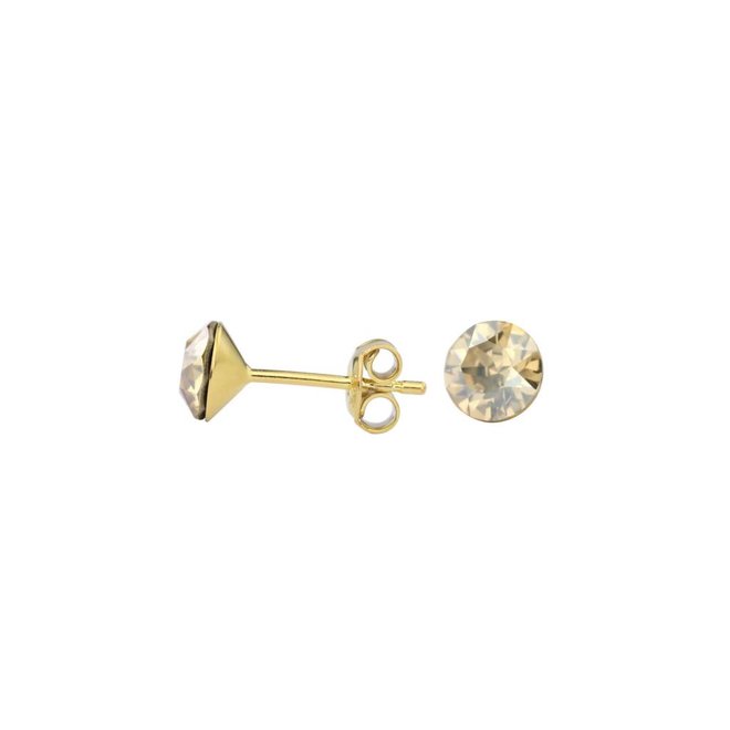 Oorbellen goudkleurig Swarovski kristal oorstekers 6mm - verguld - ARLIZI 1015 - Lucy