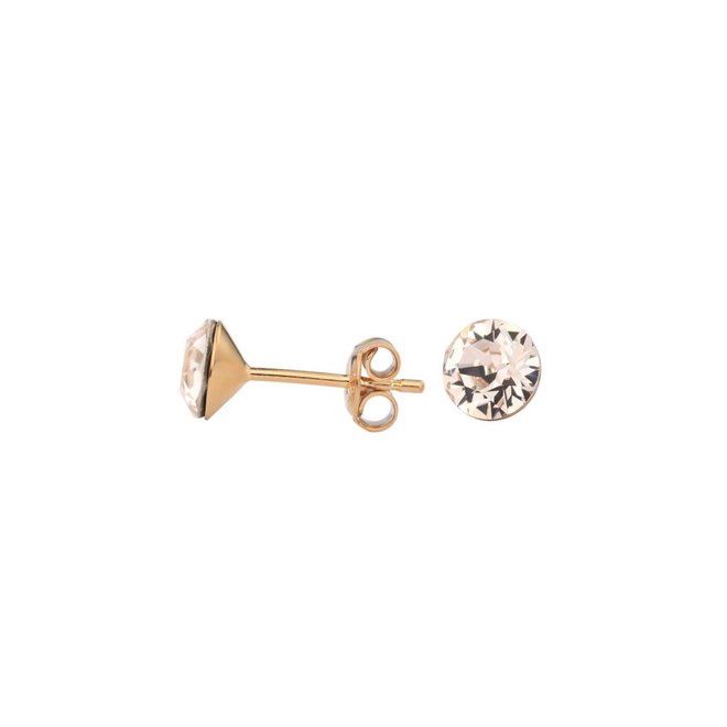 Ohrringe champagnefarbig Swarovski Kristall Ohrstecker 6mm - Sterling Silber rosé vergoldet - ARLIZI 1025 - Lucy