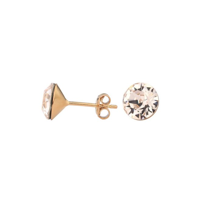 Ohrringe champagnefarbig Swarovski Kristall Ohrstecker 8mm - Sterling Silber rosé vergoldet - ARLIZI 1026 - Lucy