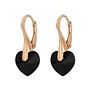 Oorbellen hartje zwart Swarovski kristal hanger - roséverguld - ARLIZI 1034 - Eva