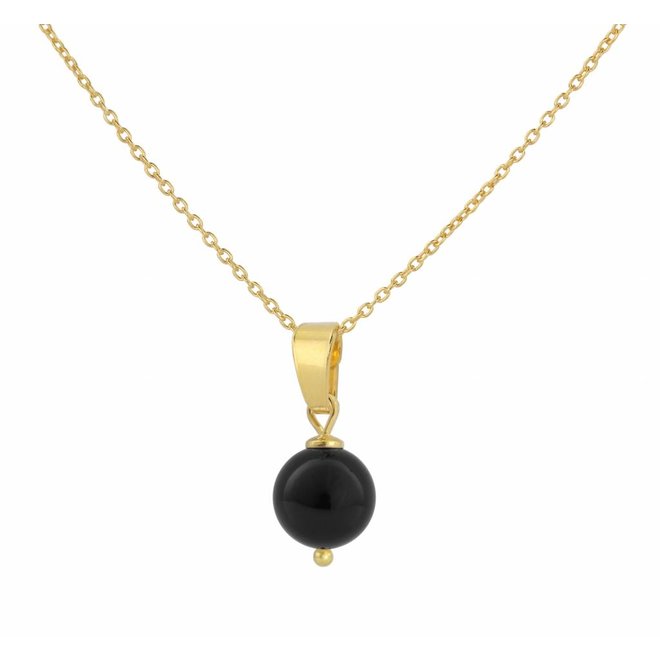 Halskette Perle Anhänger schwarz - Sterling Silber vergoldet - ARLIZI 1042 - Natalia