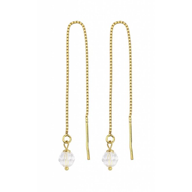 Threader earrings crystal gold plated - 1063
