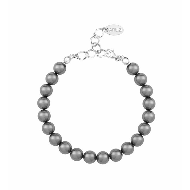 Parel armband donker grijs 8mm - sterling zilver - ARLIZI 1107 - Noa